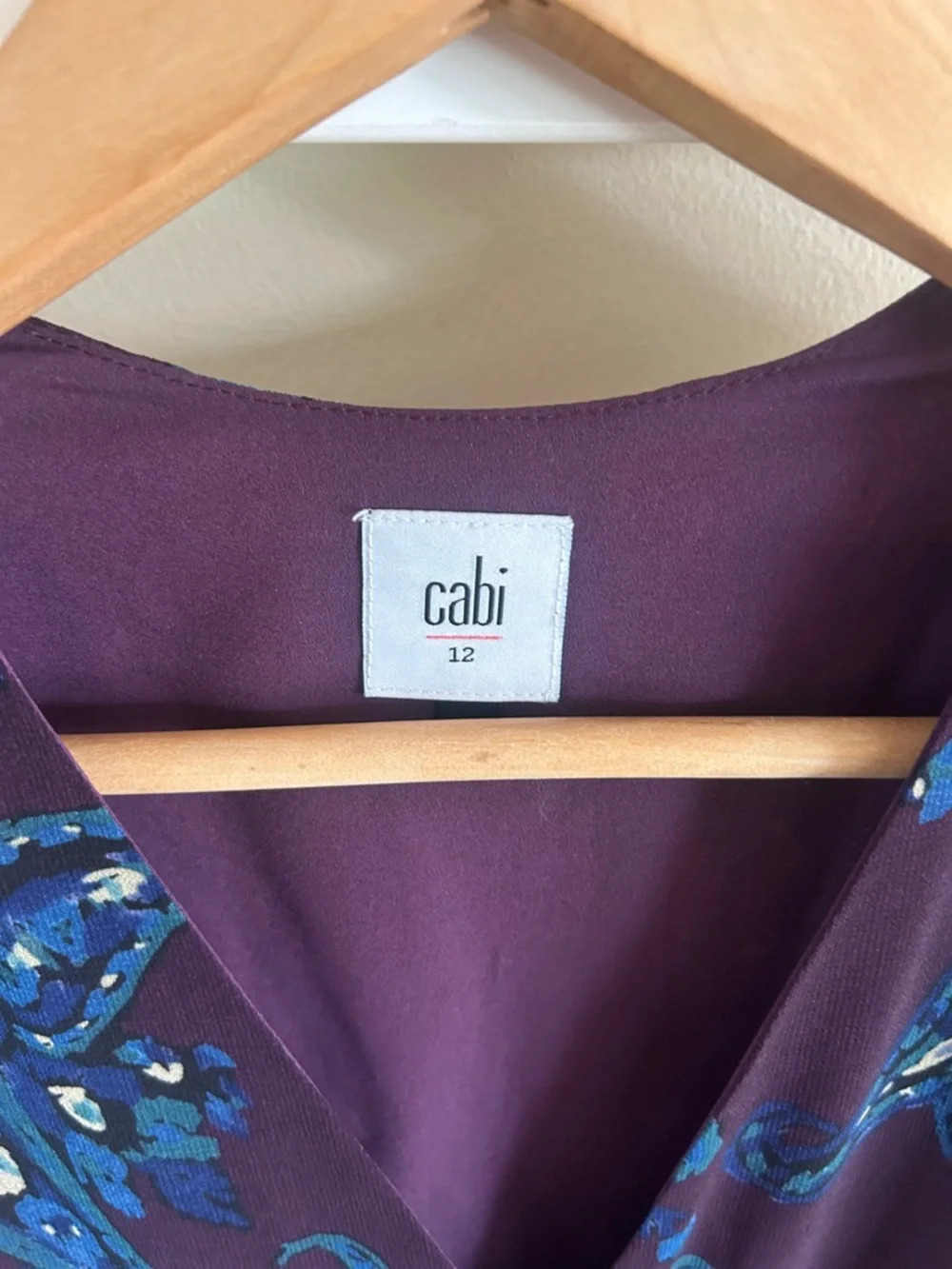 CAbi Treasure Paisley #3461 Floral Pocket Midi Dress Blue Plum Short Sleeve 12 - Picture 3 of 13